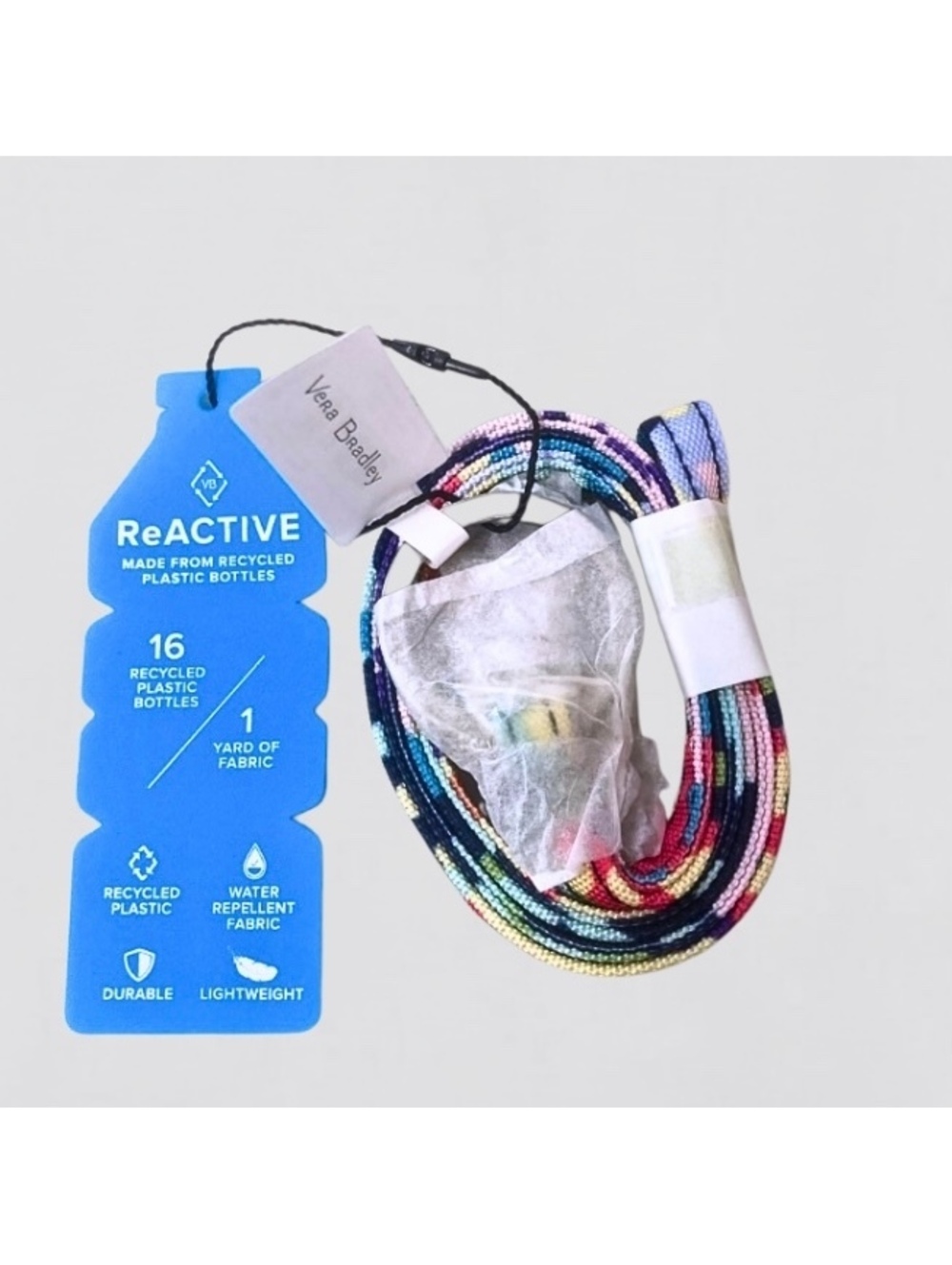 Vera Bradley ReActive Lanyard Happy Blooms Cross-Stitch Made from Recycled Bottl